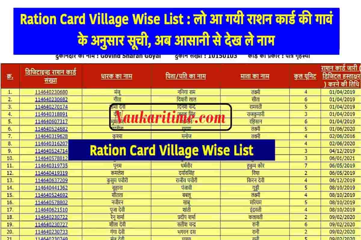 Ration Card Village Wise List 2022