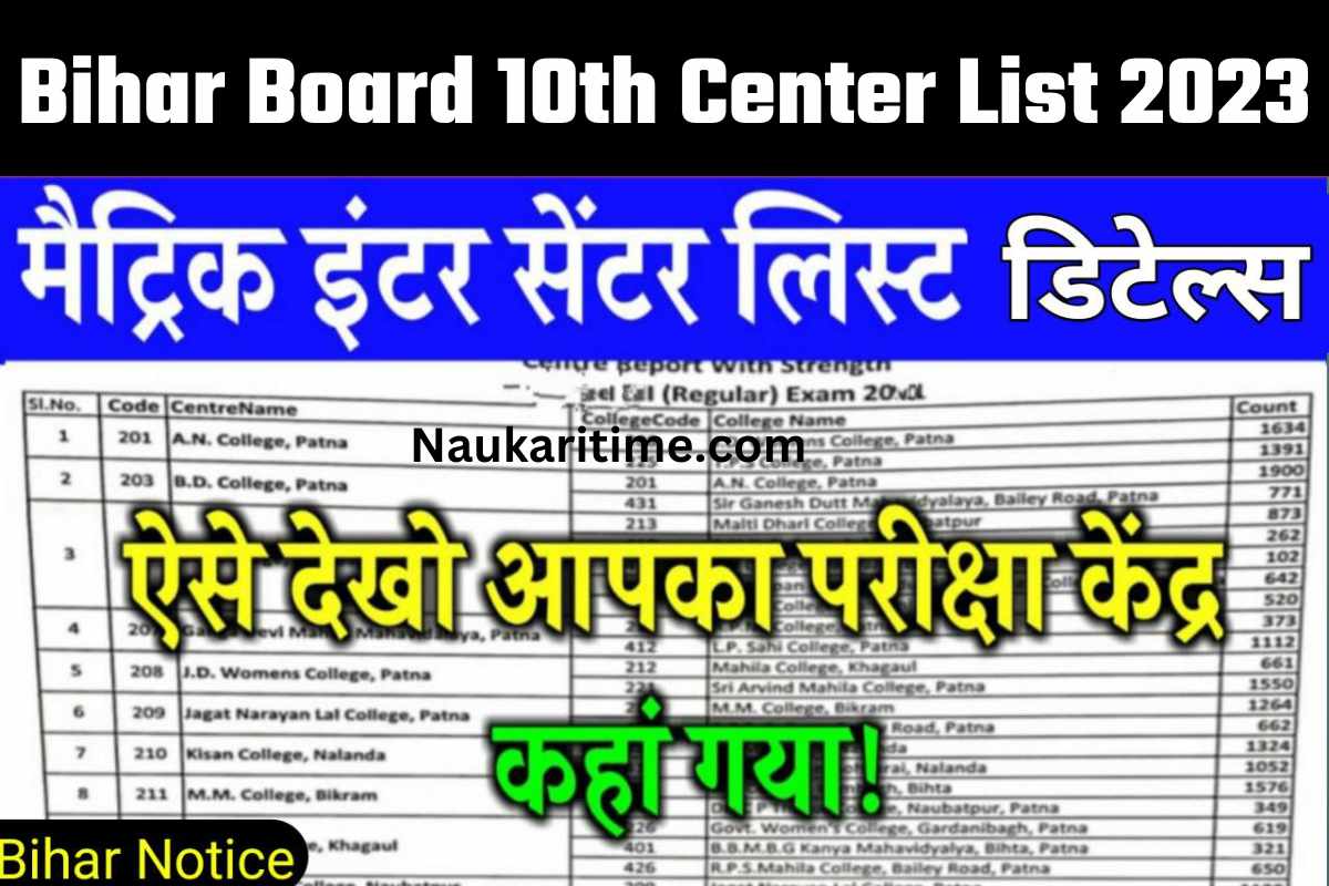 Bihar Board 10th Center List 2023 बिहार बोर्ड मैट्रिक [10वीं] सेंटर ...