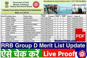 RRB Final Merit List For Group D PDF Update