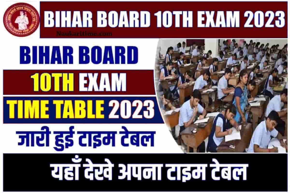 Bihar Board 10th Exam Time Table