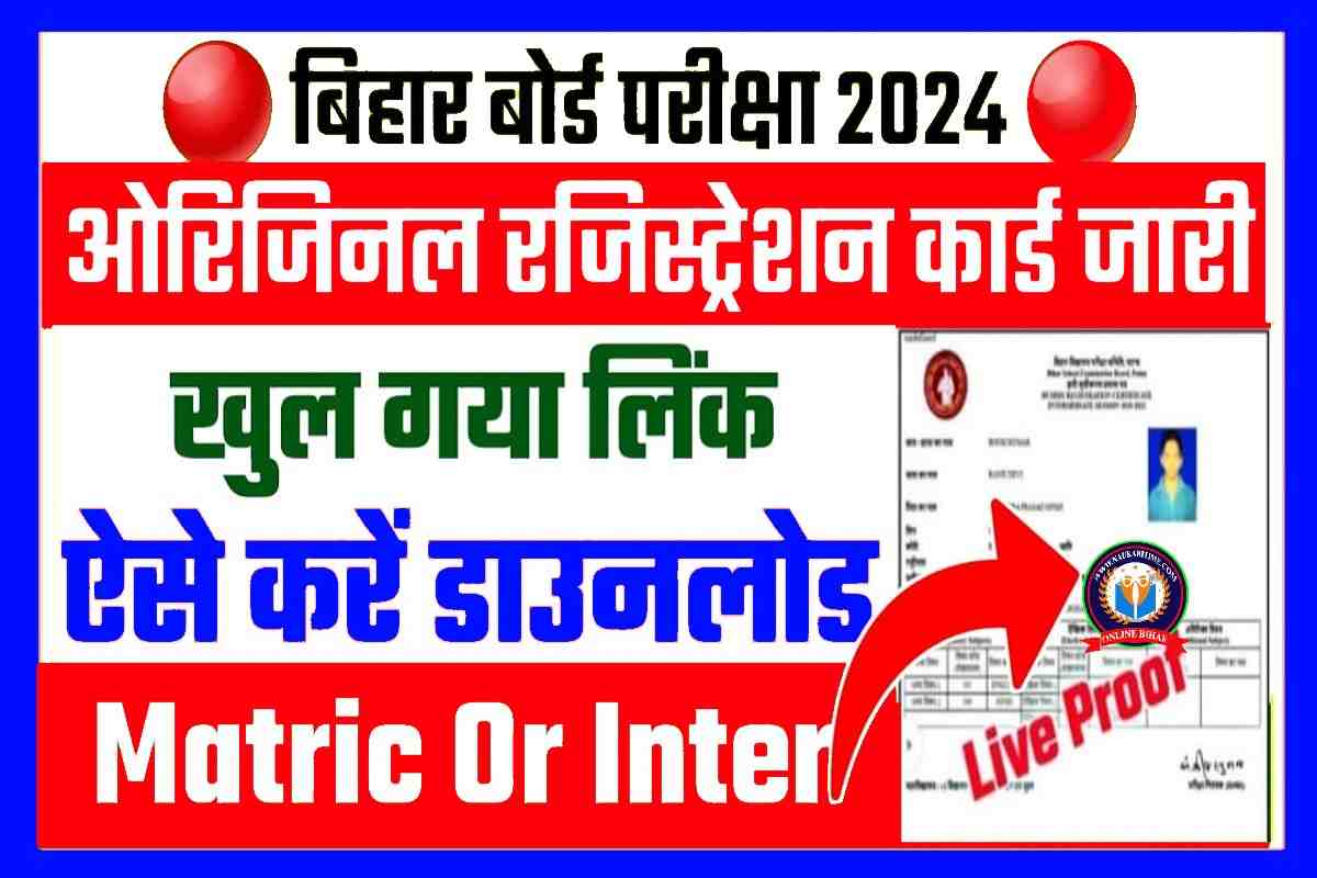Bihar Board Matric Inter Original Registration Card