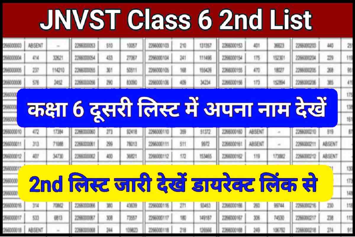 Navodaya Class 6 Result 2023 2nd List