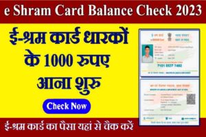 E Shram Card Balance Check 2023