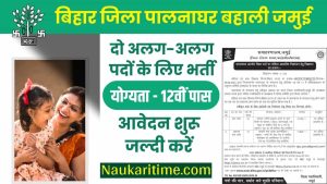 Bihar Jila PalNaghar Vacancy 2024 Jamui