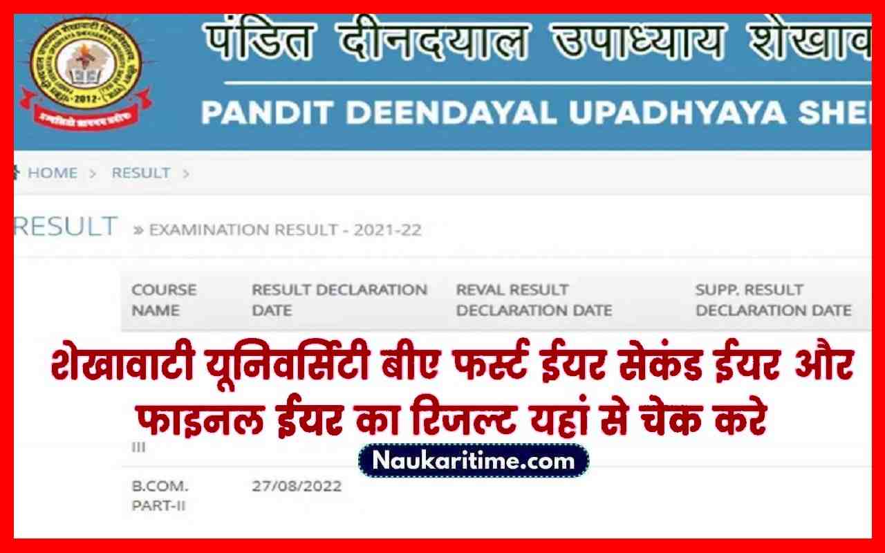 Shekhawati University BA Result Check