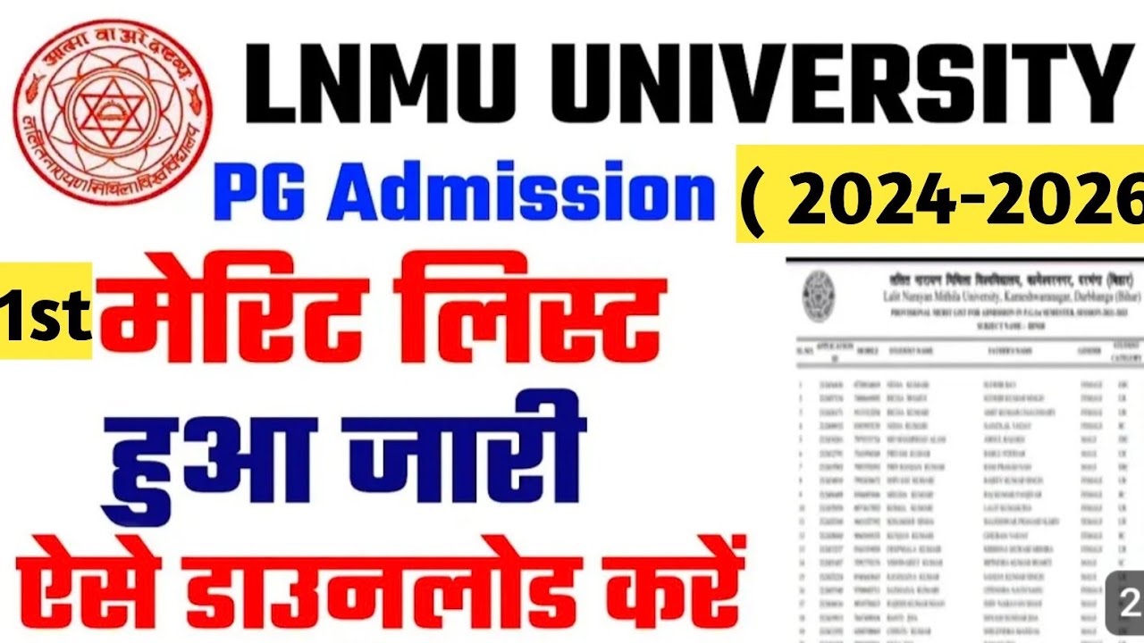 LNMU PG Merit List 2024